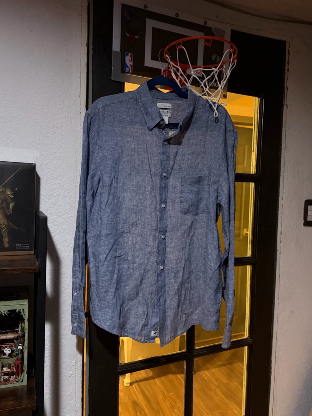 Caribbean Joe Lightweight Chambray Button-Down Shirt in Blue